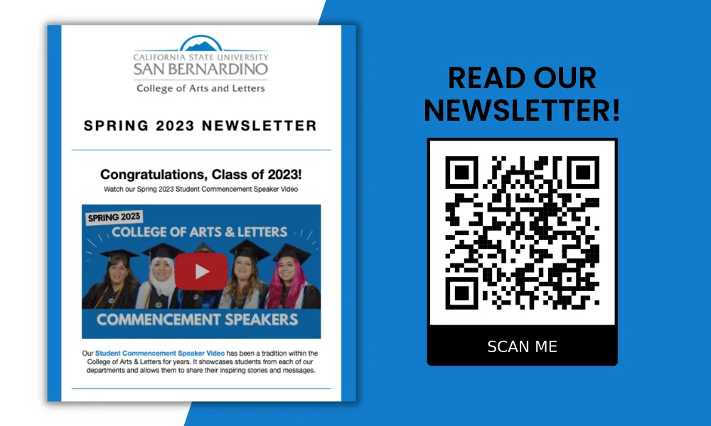 A preview of our Spring 2023 newsletter with a QR code